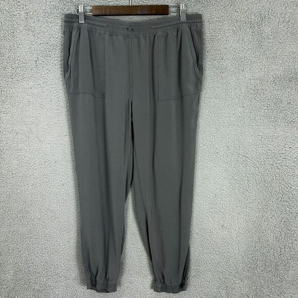 peserico pants womens Italy 48 medium gray joggers cropped casual minimalist - Picture 1 of 9